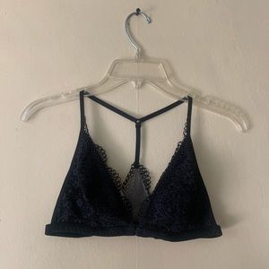 Black lace lightly lined racer back bralette